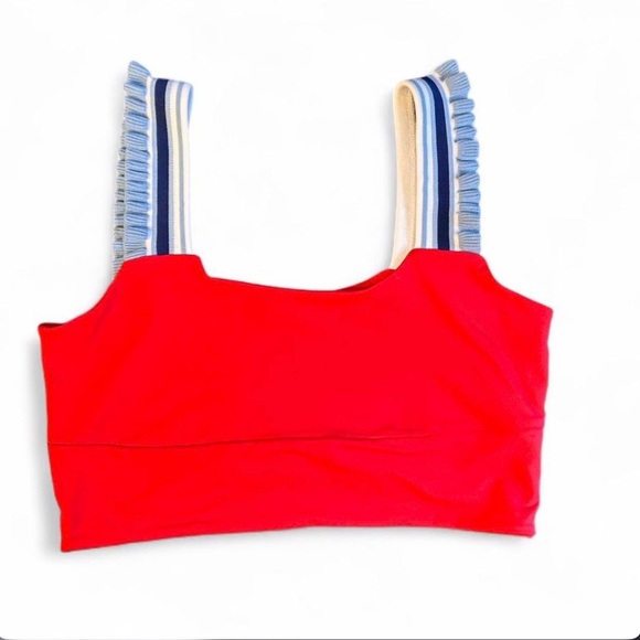 As Revival Tops - AS Revival Sports Bra Cropped Cami Red Twisted Back Ruffle Straps NWT size XL
